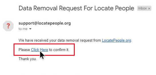 Opt Out of LocatePeople step 5