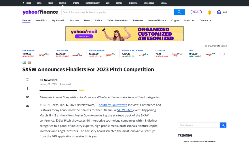 SXSW Announces Finalists For 2023 Pitch Competition