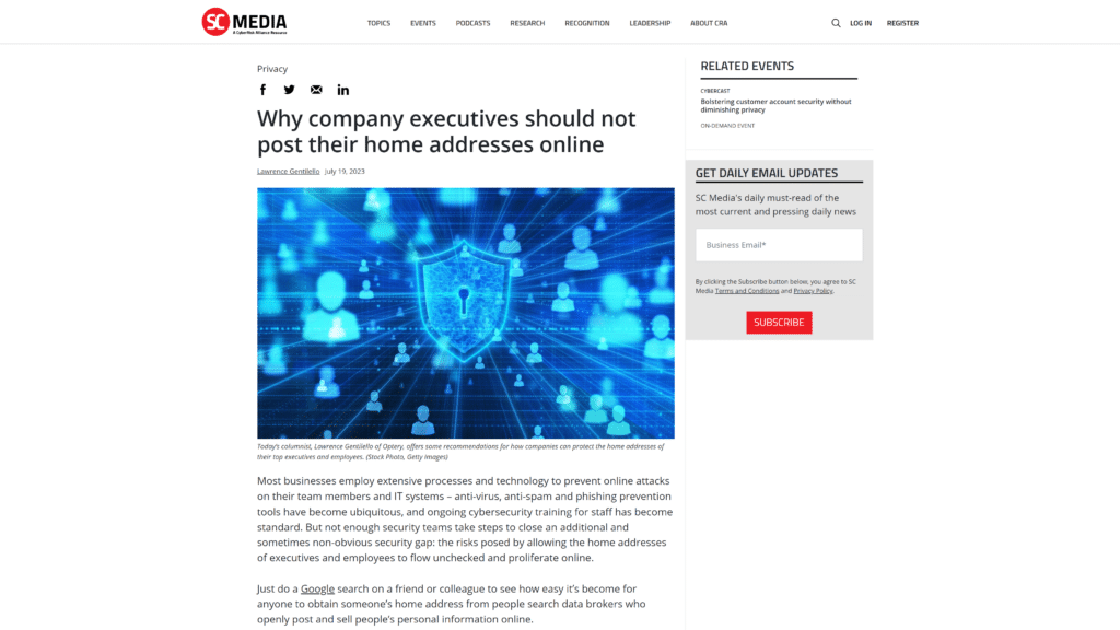 Why company executives should not post their home addresses online