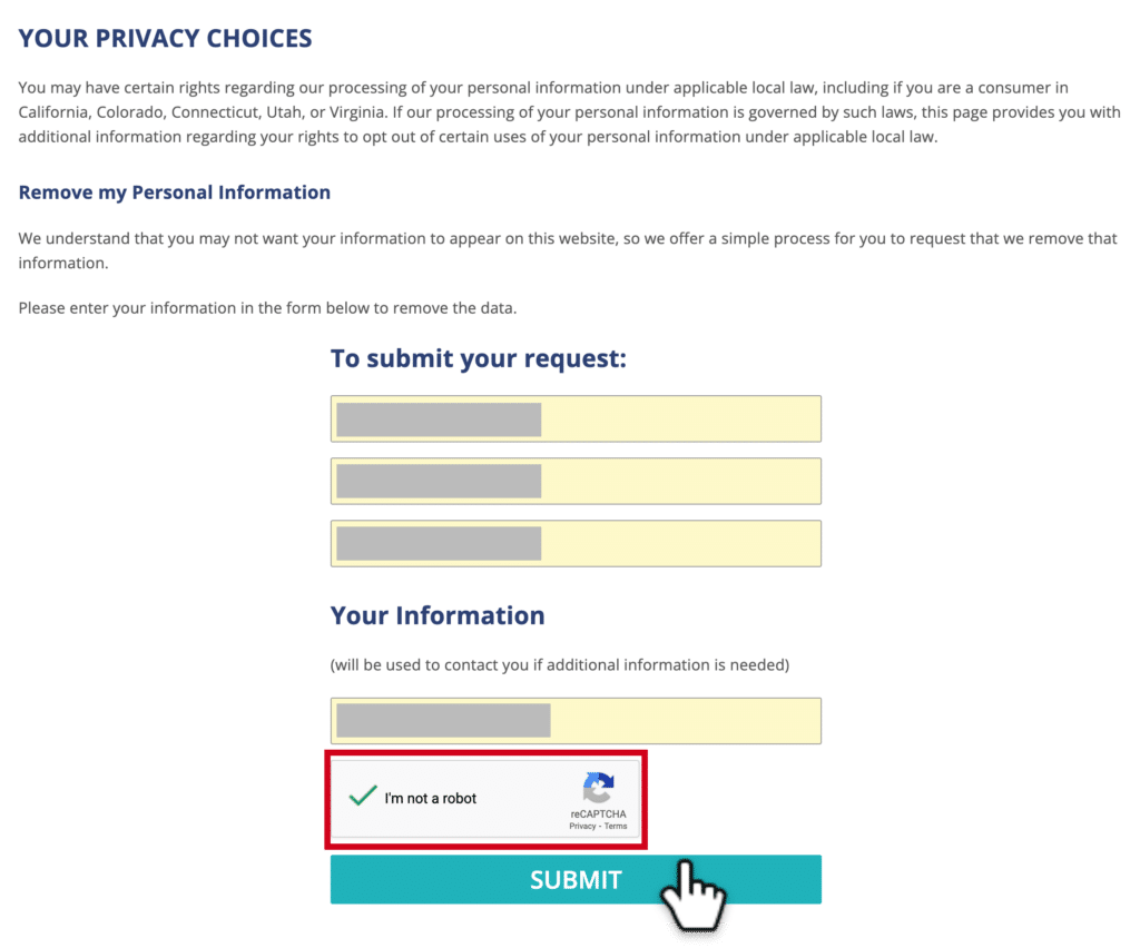 Opt Out of LocatePeople step 4